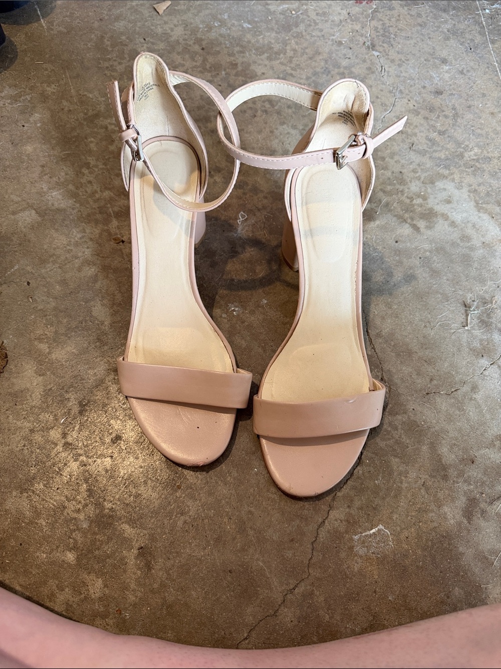 Nine West Blush Pink Ankle-Strap Block Heel Sandals